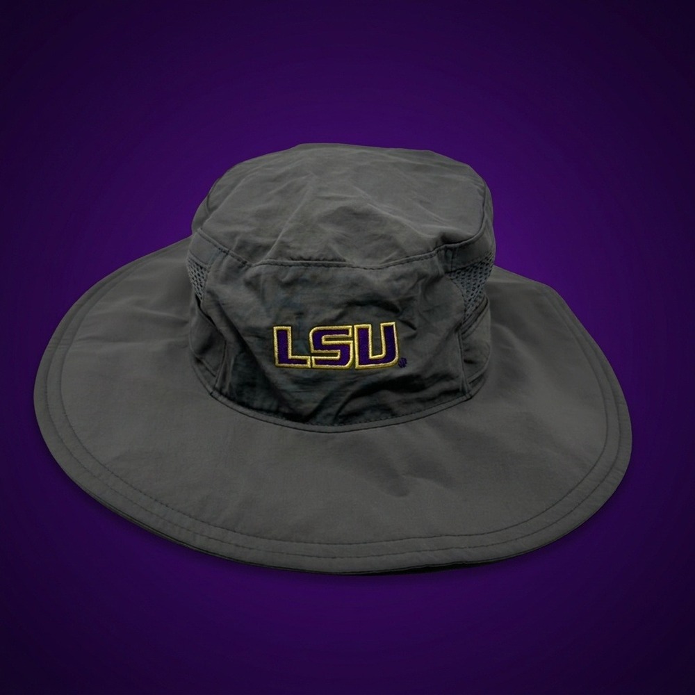 Columbia LSU Tigers Bora Bora Booney Sun Hat Grey Adjustable Mesh Venting OS
